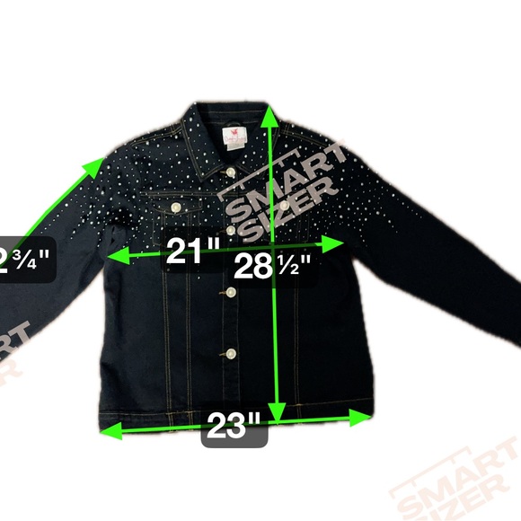 Quacker Factory Studded Embellished Diamond Pearl Black Denim Jean Jacket Large - Picture 3 of 9
